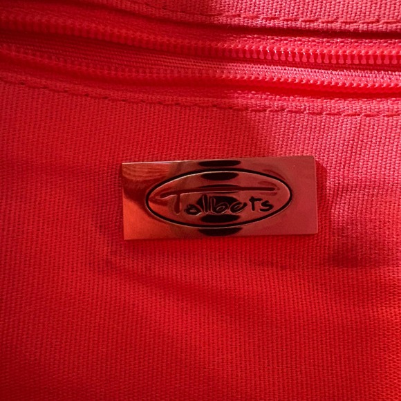 Talbots Tote Women Woven Coral Pink Beaded Handle Beach Bag Purse Summer Handbag - Picture 6 of 10